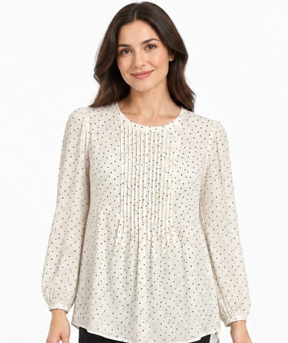 Seraphine Polka Dot Maternity Nursing Blouse Ivory Black Size US 8